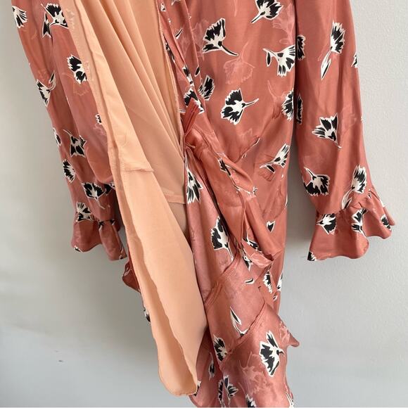 Rebecca Taylor | Women’s Silk Ikat Paintbrush Ruffle Dress High Neck Tie Flowy 8 - Picture 7 of 11